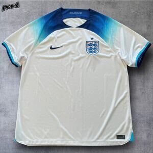 England Soccer Jersey Shirt Mens XL White Blue Three Lions Nike Dri-Fit Football